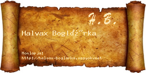 Halvax Boglárka névjegykártya